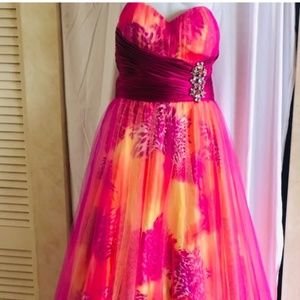 Jovani Women's Multicolored Rhinestone Leopard Strapless Ball Gown 4